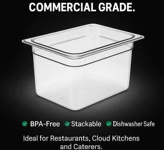 KitchenKinara GN 1/2 Polycarbonate Container | 12L Extra-Deep Pan (200mm)